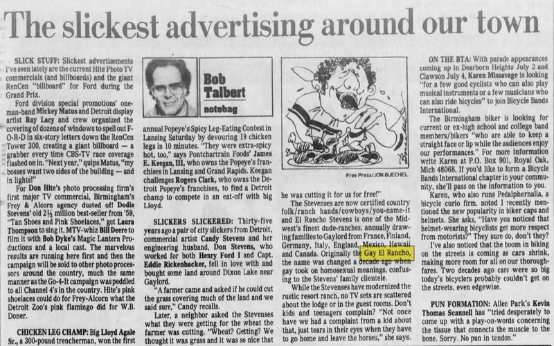 Sojourn Lakeside Resort (Gay El Rancho Ranch, El Rancho Stevens Ranch) - June 1983 Column (newer photo)